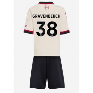 Liverpool Ryan Gravenberch #38 Jalkapallovaatteet Lasten Vieraspeliasu 2025-26 Lyhythihainen (+ Lyhyet housut)